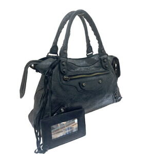Balenciaga The Town Shoulder Handbag Black Leather